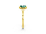 Yellow gold Princess Cut Green Sapphire Solitaire Ring with Flower Prong Setting and Classic Band_14