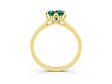 Yellow gold Princess Cut Green Sapphire Solitaire Ring with Flower Prong Setting and Classic Band_15
