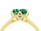 Yellow gold Princess Cut Green Sapphire Solitaire Ring with Flower Prong Setting and Classic Band_16