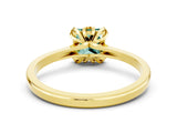 Yellow gold Princess Cut Green Sapphire Solitaire Ring with Flower Prong Setting and Classic Band_36