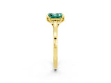 Yellow gold Princess Cut Green Sapphire Solitaire Ring with Flower Prong Setting and Classic Band_38