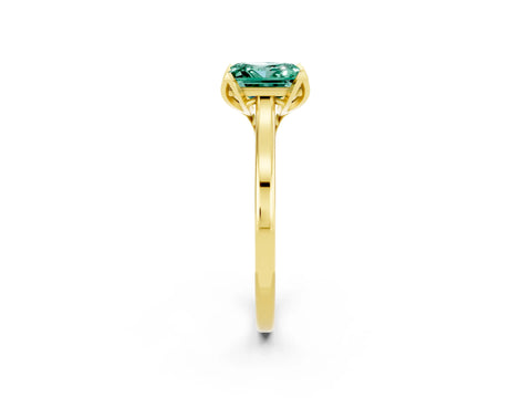 Yellow gold Princess Cut Green Sapphire Solitaire Ring with Flower Prong Setting and Classic Band_38