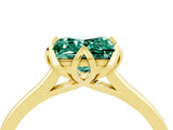 Yellow gold Princess Cut Green Sapphire Solitaire Ring with Flower Prong Setting and Classic Band_40