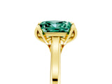 Yellow gold Princess Cut Green Sapphire Solitaire Ring with Flower Prong Setting and Classic Band_41