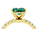 Yellow gold Princess Cut Green Sapphire Solitaire Ring with Pavé Accents and Four-Prong Setting_4