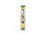 Yellow gold Princess Cut Green Sapphire Solitaire Ring with Pavé and Channel Set Band_2