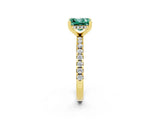 Yellow gold Princess Cut Green Sapphire Solitaire Ring with Round  Pavé Band and Four-Prong Setting_38