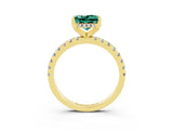 Yellow gold Princess Cut Green Sapphire Solitaire Ring with Round  Pavé Band and Four-Prong Setting_39