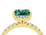 Yellow gold Princess Cut Green Sapphire Solitaire Ring with Round  Pavé Band and Four-Prong Setting_40