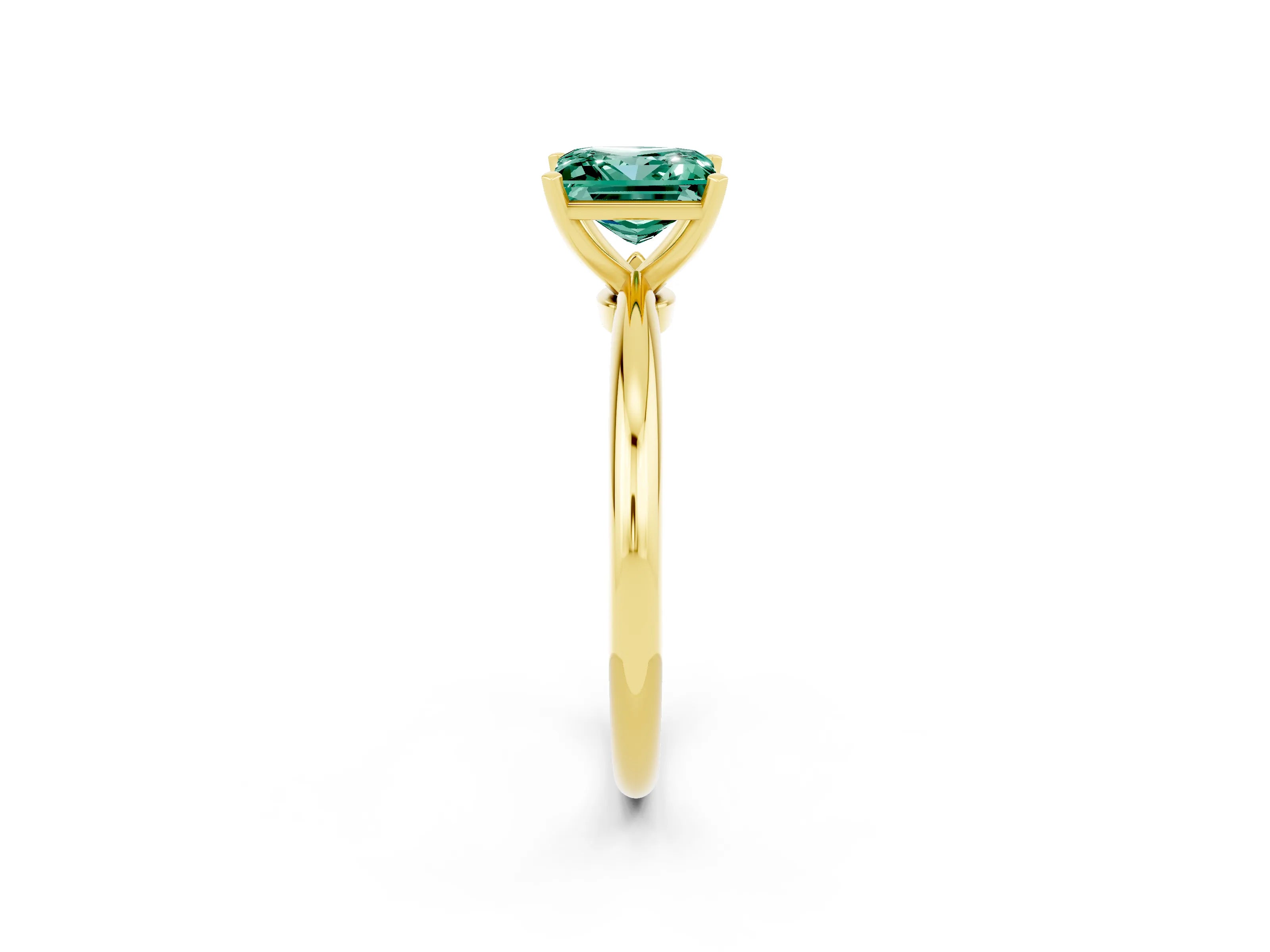 Yellow gold Princess Cut Green Sapphire Solitaire Ring with Six-Prong Setting and Classic Band_2