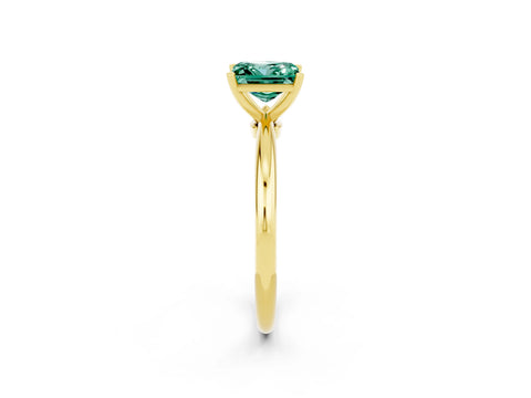Yellow gold Princess Cut Green Sapphire Solitaire Ring with Six-Prong Setting and Classic Band_2