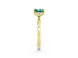 Yellow gold Princess Cut Green Sapphire Solitaire Ring with Thin Band and Four-Prong Setting_2