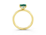 Yellow gold Princess Cut Green Sapphire Solitaire Ring with Thin Band and Four-Prong Setting_3