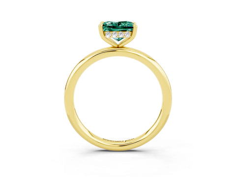 Yellow gold Princess Cut Green Sapphire Solitaire Ring with Thin Band and Four-Prong Setting_3