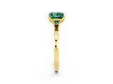 Yellow gold Princess Cut Green Sapphire Solitaire Ring with Thin Band and Prong Setting_14
