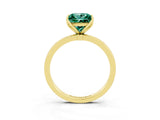 Yellow gold Princess Cut Green Sapphire Solitaire Ring with Thin Band and Prong Setting_15