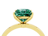 Yellow gold Princess Cut Green Sapphire Solitaire Ring with Thin Band and Prong Setting_16