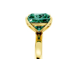 Yellow gold Princess Cut Green Sapphire Solitaire Ring with Thin Band and Prong Setting_17