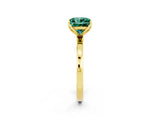 Yellow gold Princess Cut Green Sapphire Solitaire Ring with Thin Band and Prong Setting_26