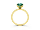 Yellow gold Princess Cut Green Sapphire Solitaire Ring with Thin Band and Prong Setting_27