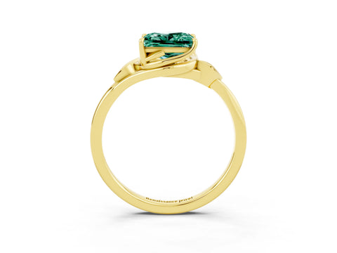 Yellow gold Princess Cut Green Sapphire Solitaire Ring with Twist Band and Four-Prong Setting_27