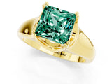 Yellow gold Princess Cut Green Sapphire Solitaire Ring with Wide Band and Prong Setting_1