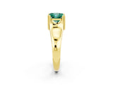 Yellow gold Princess Cut Green Sapphire Solitaire Ring with Wide Band and Prong Setting_2