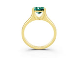 Yellow gold Princess Cut Green Sapphire Solitaire Ring with Wide Band and Prong Setting_3