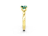 Yellow gold Princess Cut Green Sapphire Solitaire Twist Band Prong Setting Ring_72