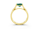 Yellow gold Princess Cut Green Sapphire Solitaire Twist Band Prong Setting Ring_73