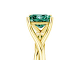 Yellow gold Princess Cut Green Sapphire Solitaire Twist Band Prong Setting Ring_75