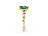 Yellow gold Princess Cut Green Sapphire Solitaire Twisted Band with Round  Accents and Prong Setting_14