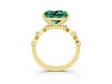 Yellow gold Princess Cut Green Sapphire Solitaire Twisted Band with Round  Accents and Prong Setting_15
