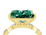 Yellow gold Princess Cut Green Sapphire Solitaire Twisted Band with Round  Accents and Prong Setting_16