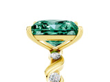 Yellow gold Princess Cut Green Sapphire Solitaire Twisted Band with Round  Accents and Prong Setting_17