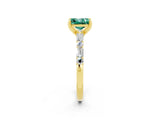 Yellow gold Princess Cut Green Sapphire Solitaire with Side Baguettes and Channel Set Band_2