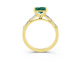 Yellow gold Princess Cut Green Sapphire Solitaire with Side Baguettes and Channel Set Band_3