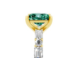 Yellow gold Princess Cut Green Sapphire Solitaire with Side Baguettes and Channel Set Band_5