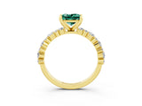 Yellow gold Princess Cut Green Sapphire Solitaire with Side Stones, Pave Band, Four-Prong Setting_39