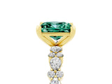 Yellow gold Princess Cut Green Sapphire Solitaire with Side Stones, Pave Band, Four-Prong Setting_41