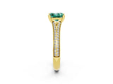 Yellow gold Princess Cut Green Sapphire Split Shank Engagement Ring with Pavé Band_2