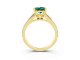 Yellow gold Princess Cut Green Sapphire Split Shank Engagement Ring with Pavé Band_3