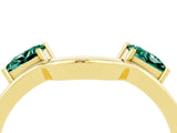 Yellow gold Princess Cut Green Sapphire Two-Stone Open Band Ring with Four-Prong Setting_10