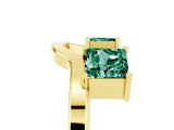 Yellow gold Princess Cut Green Sapphire Two-Stone Open Band Ring with Four-Prong Setting_11