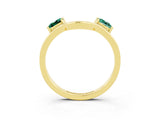 Yellow gold Princess Cut Green Sapphire Two-Stone Open Band Ring with Four-Prong Setting_9
