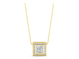 Yellow gold Princess Cut Halo Bezel Pendant_10
