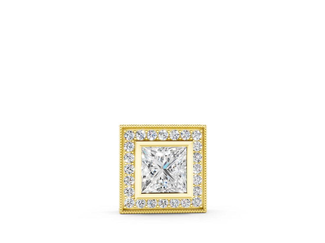 Yellow gold Princess Cut Halo Bezel Pendant_9