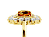 Yellow gold Princess Cut Halo Cluster Diamond Ring with Pave Band and Four-Prong Setting_11