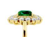 Yellow gold Princess Cut Halo Cluster Diamond Ring with Pave Band and Four-Prong Setting_11