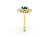 Yellow gold Princess Cut Halo Cluster Diamond Ring with Pave Band and Four-Prong Setting_14